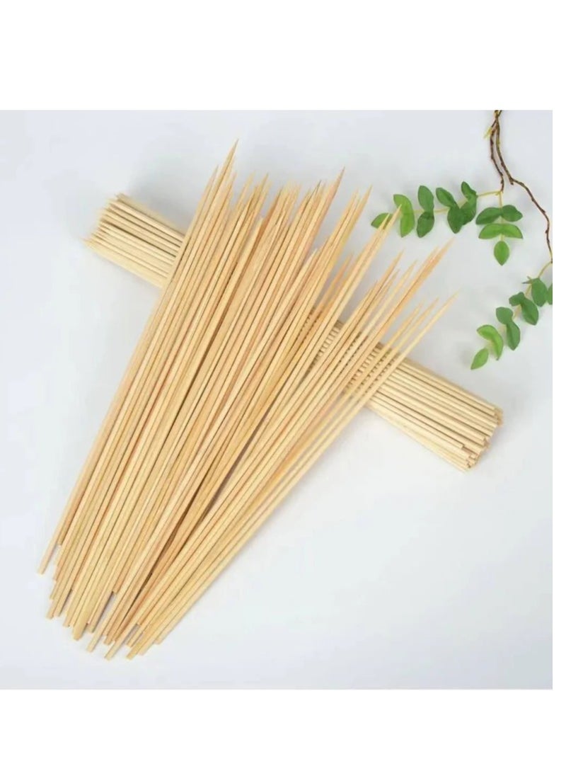 ماركة غير محددة أسياخ شيش طاووق خشبية طبيعية - أسياخ شواء للاستخدام مرة واحدة لشواء الدجاج والكباب والخضراوات وغيرها | أعواد خيزران ناعمة آمنة غذائيًا للطهي في الهواء الطلق والحفلات 