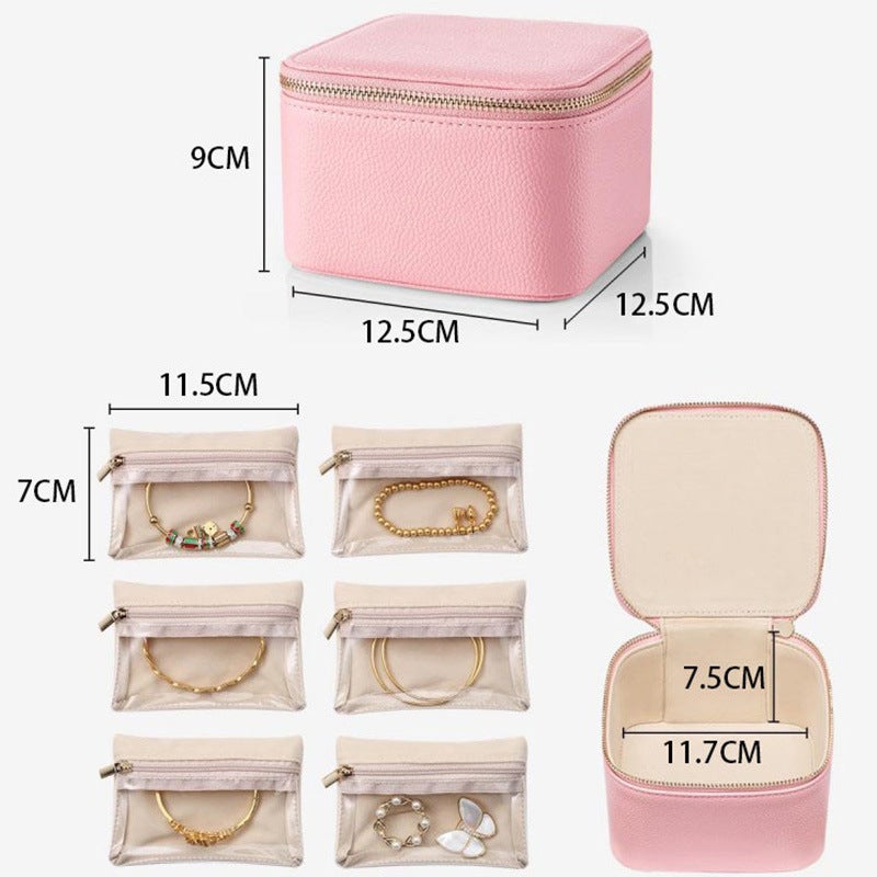 Trendy Jewelry Box with Portable Travel Pouches for Earrings, Rings, and Necklaces, Soft Velvet Lining, Airtight Seal, Dedicated Slots, Secure Lock Mechanism, Slim as Passport, Reinforced Cushioned Edges, One Jewelry Box - Image 5