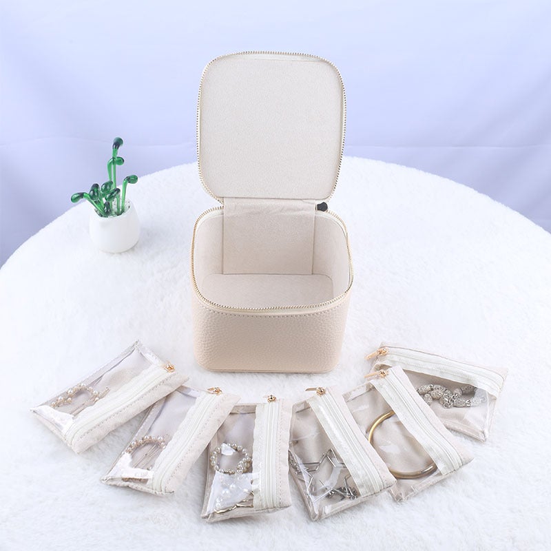 Trendy Jewelry Box with Portable Travel Pouches for Earrings, Rings, and Necklaces, Soft Velvet Lining, Airtight Seal, Dedicated Slots, Secure Lock Mechanism, Slim as Passport, Reinforced Cushioned Edges, One Jewelry Box - Image 3