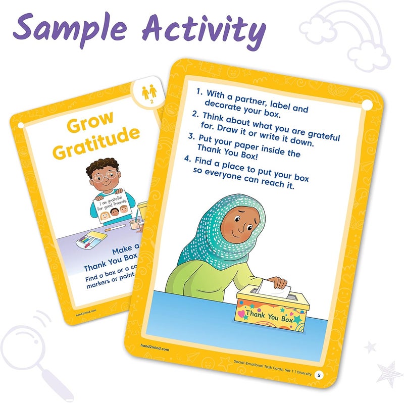 hand2mind Social Emotional Task Cards for Ages 3+, Social Emotional Learning Activities, Calm Down Corner, Play Therapy Toys for Counselors, SEL Games, Preschool Card Games, Feelings Flash Cards - Image 4