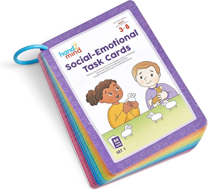 hand2mind Social Emotional Task Cards for Ages 3+, Social Emotional Learning Activities, Calm Down Corner, Play Therapy Toys for Counselors, SEL Games, Preschool Card Games, Feelings Flash Cards - Image 1