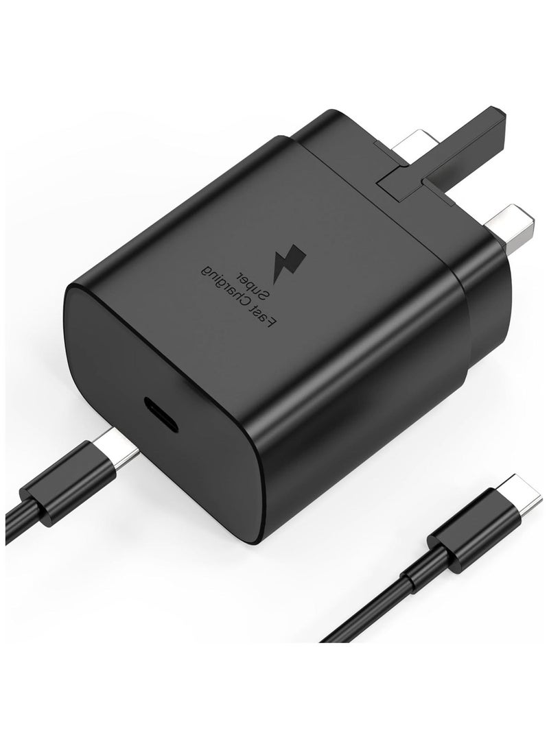 شاحن سريع 45 وات عالي التقنية لرأس شاحن سامسونج جالاكسي، مع كابل شحن من النوع C بطول 2 متر، S23 Ultra S23 Plus S23 S23 S22 Ultra S22 S21 Ultra S21 S21 A54 A53 A52 A32 - Image 1