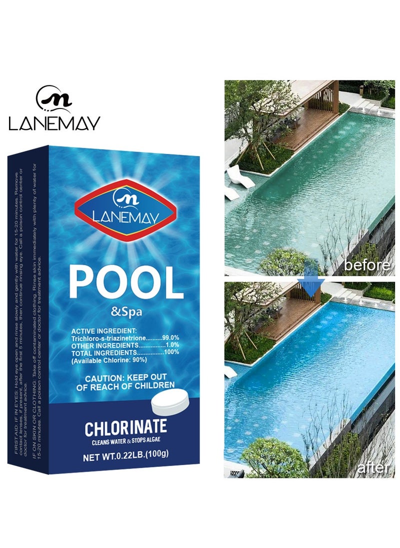LANEMAY Algae removal, antibacterial disinfection, odor removal, water quality purification, multifunctional cleaning, swimming pool effervescent tablets Chlorinating Tablets Clear Pool Cleaning Tablets  - Image 1