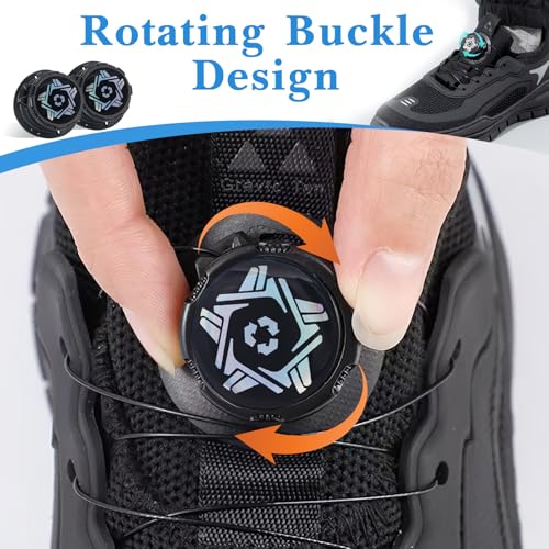 TecoKart® No Tie Shoe Laces, Automatic Buckle Shoe Lace for Sneakers, Black Elastic Shoe Laces for Men and Youth - Image 2
