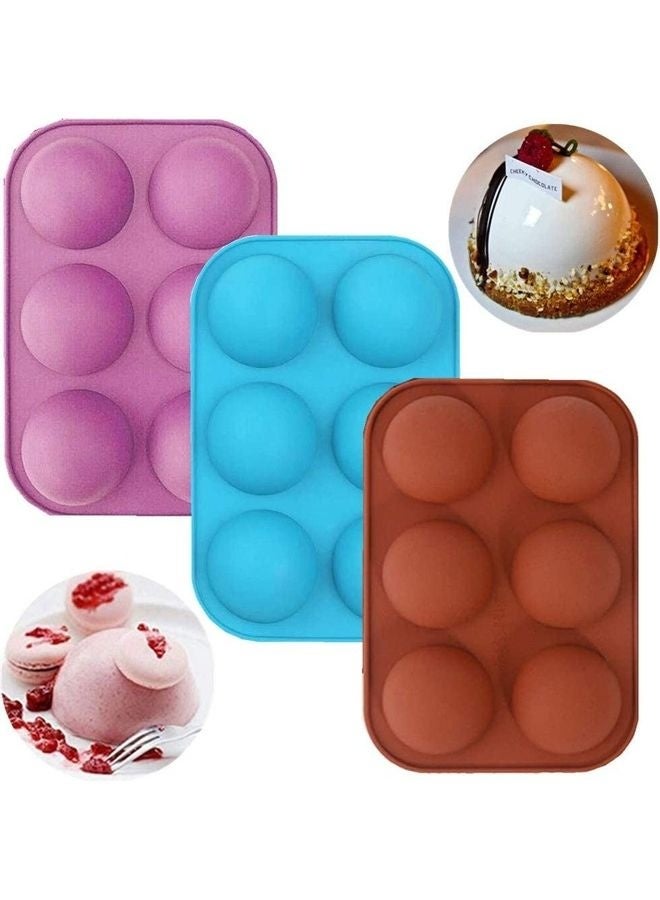 Western Mountains Silicone Mold For Chocolate，Half Sphere Silicone Molds For Baking, BPA Free Cupcake Baking ，Silicone Molds for Making Chocolate, Cake, Jelly, Dome Mousse (3Pcs Blue) multicolour - Image 1