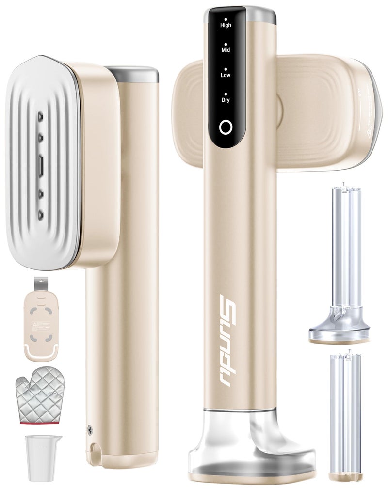 Sundu Steamer for Clothes Portable Handheld Garment Steamer,15s Fast Heat-up,100ml,180ml Tank,Steamer Ironing Gloves,35 Minutes of Continuous Ironing for Travel and Home (Pale Gold) - Image 1