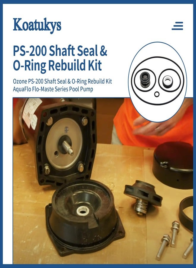 Koatukys PS-200 5/8" Shaft Seal and O-Ring Rebuild Kit Replace for Aqua-Flo XP2 XP2E Flo-Master Series Pool Pump, Includes Volute O-Ring, Union O-Ring, Drain Plug O-Ring and PS-200 Shaft Seal - Image 4