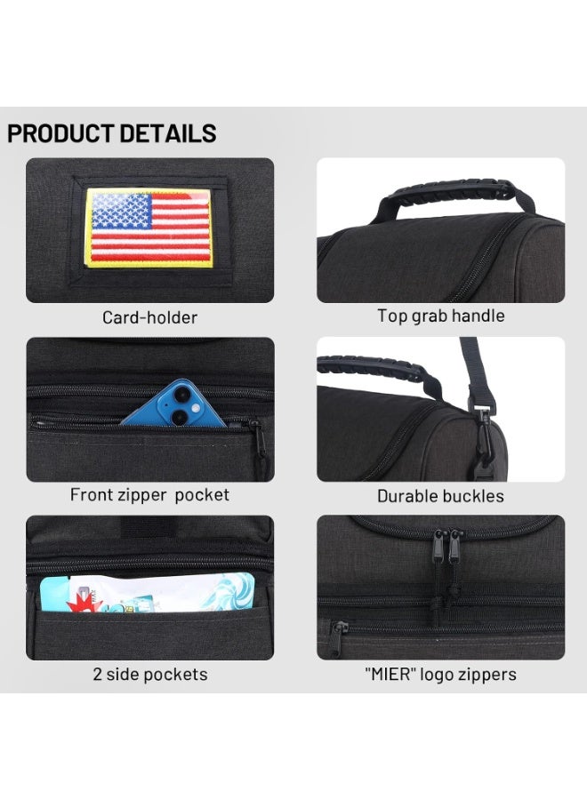 MIER 2 Compartment Lunch Bag for Men Women, Leakproof Insulated Cooler Bag for Work, Dark Grey, Medium - Image 3