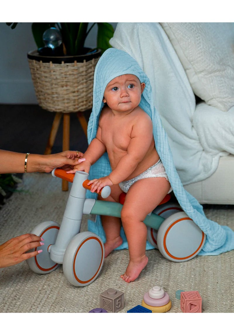 Comfy Cubs - Comfy Cubs 2 Pack Baby Hooded 9 Layer Muslin Cotton Towel and Baby Muslin Blanket Bundled Sky Blue - Image 1