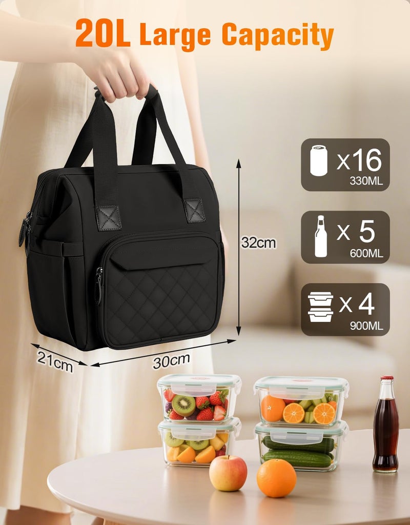 ISEYOU Large Lunch Bag for Men & Women, 20L Insulated Cooler Bag with Wide Opening, Leak-Proof & Multi-Pocket Lunch Box, Adjustable Strap Lunch Tote Bags for Work, Office, Picnic and Camping - Image 2
