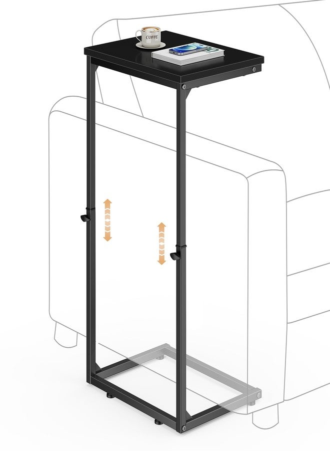 Vagusicc C Shaped End Table for Couch, 33.2'' Extra Tall C Table Adjustable Height Side Table, Small Side Table for Small Spaces, Couch Tables That Slide Under, Tv Tray Table for Living Room, White