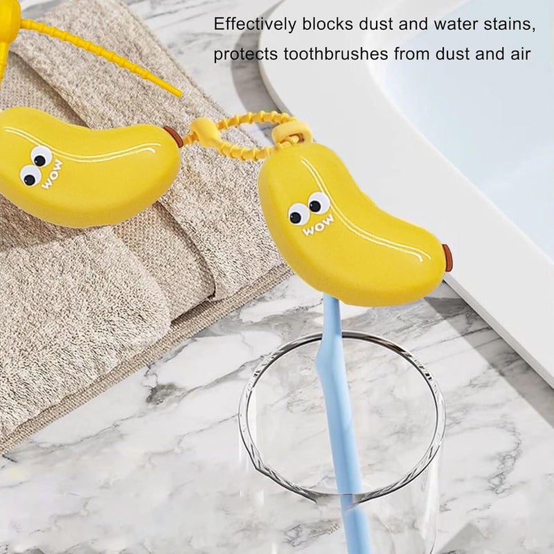 1 PCS Tooth Brush Cover | Portable Toothbrush Travel Case With Banana Shape - Bathroom Accessories for Family Boys Girls Daughter Son Teens Men Friends (Yellow) - Image 3
