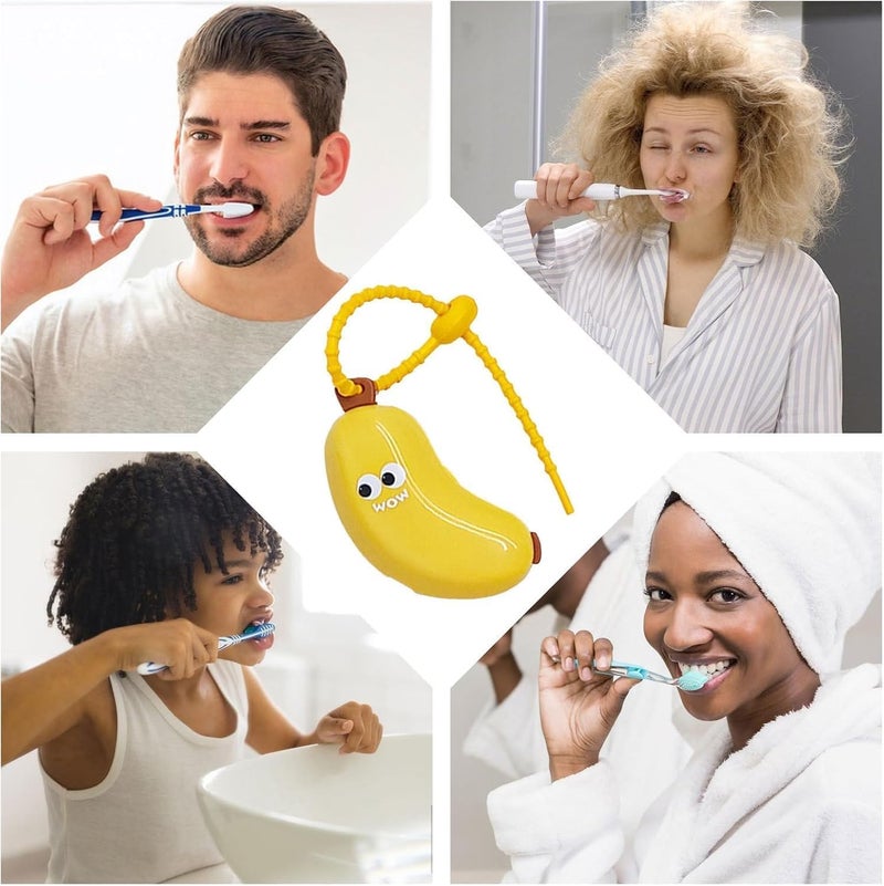 1 PCS Tooth Brush Cover | Portable Toothbrush Travel Case With Banana Shape - Bathroom Accessories for Family Boys Girls Daughter Son Teens Men Friends (Yellow) - Image 2