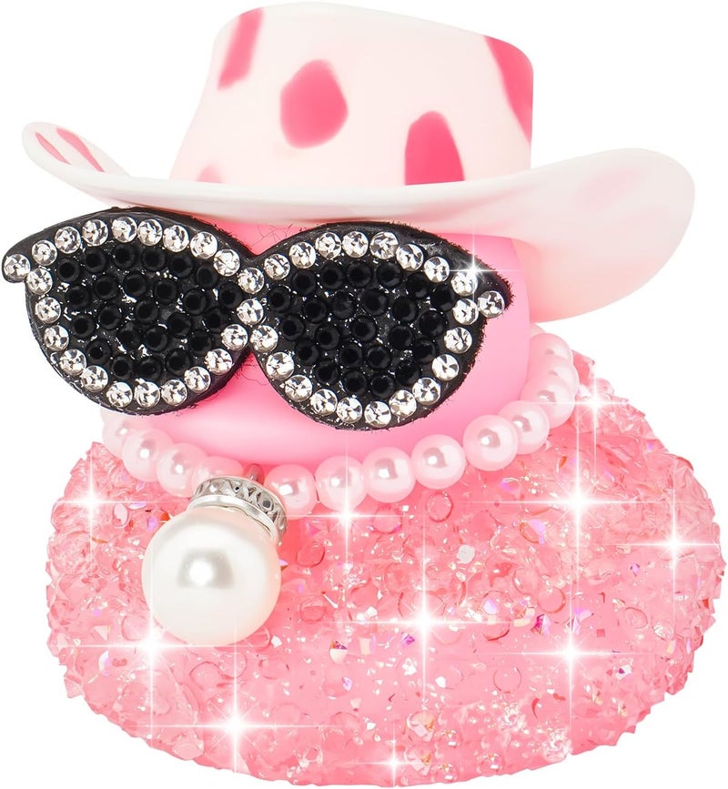 wonuu Pink Diamond Rubber Duck Car Ornaments Dashboard Decorations for Cool car Accessories - Image 1