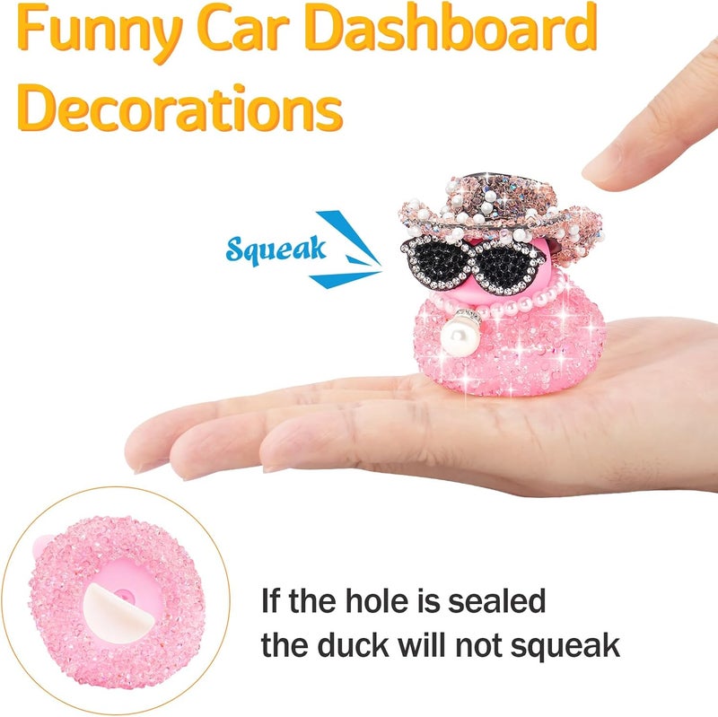wonuu Pink Diamond Rubber Duck Car Ornaments Dashboard Decorations for Cool car Accessories - Image 5
