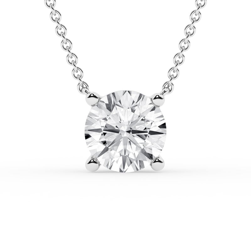 Belacqua 1/2 Carat Round Lab Grown Solitaire Diamond Pendant Necklace in Sterling Silver, 18" Cable Chain, Spring Ring Clasp, G Color, SI Clarity, Dainty Jewelry for Women, Gift Box Included - Image 1