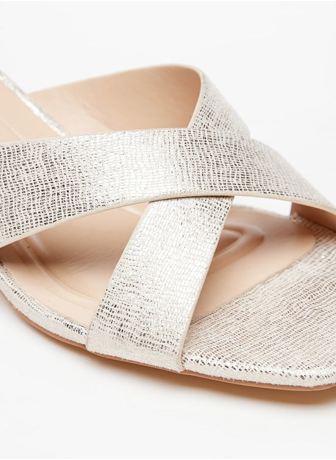Celeste - Women's Textured Cross Strap Sandals with Kitten Heels - Image 1