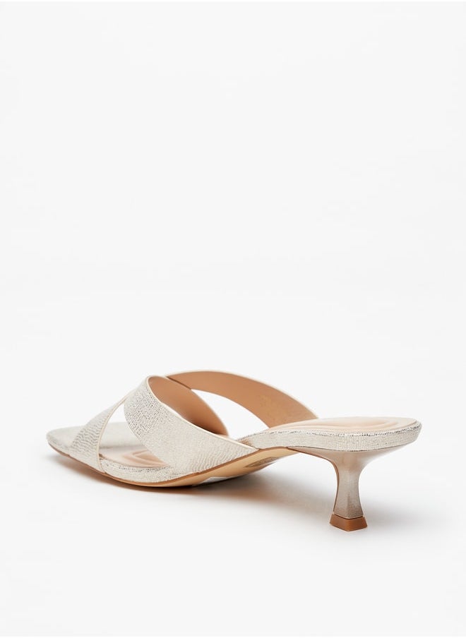 Celeste - Women's Textured Cross Strap Sandals with Kitten Heels - Image 1