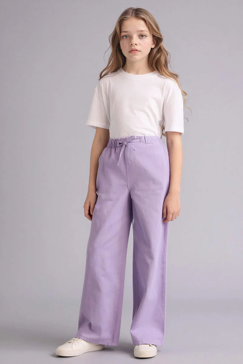 ديفاكتو Girl Wide Leg Gabardine Trousers