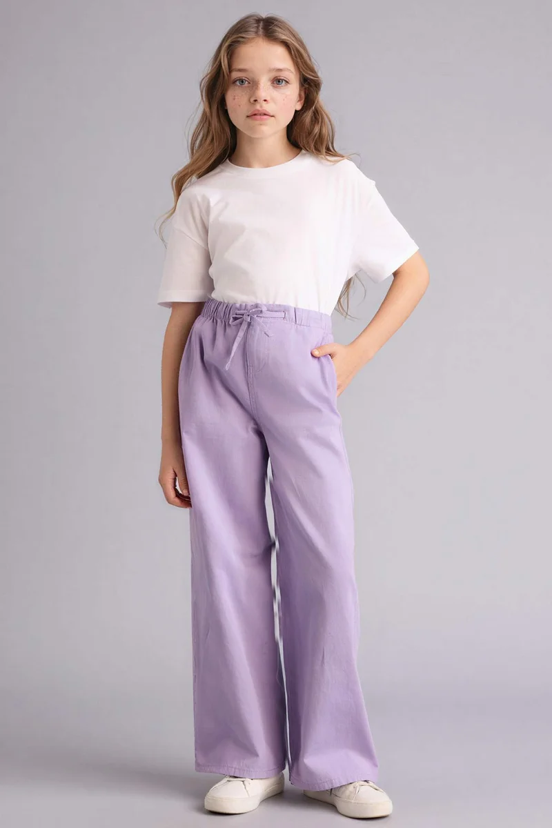 ديفاكتو Girl Wide Leg Gabardine Trousers