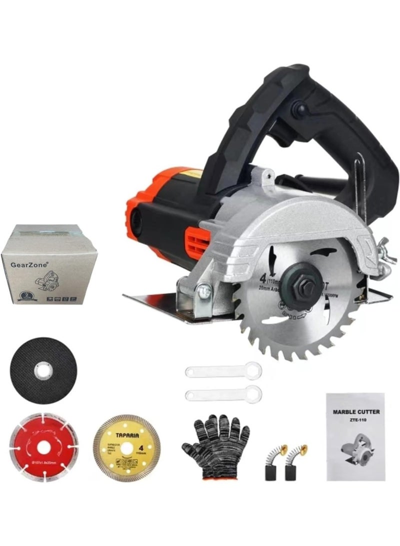 GearZone منشار دائري 1200 واط آلة قطع عالية القوة أداة منشار متعددة الوظائف المحمولة لقطع البلاط والحجر والمعادن والخشب مع 4 شفرات منشار