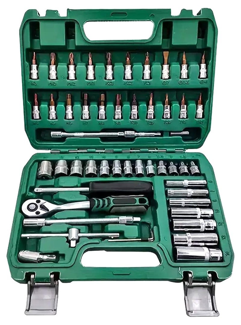 LOOPITYS 53 pieces of automotive mechanical maintenance vehicle socket wrench toolbox combination hardware set - Image 1