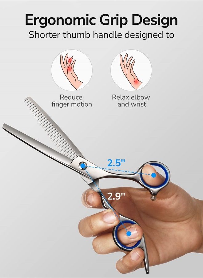 Hair Thinning Scissors Cutting Teeth Shears Professional Barber ULG Hairdressing Texturizing Salon Razor Edge Scissor Japanese Stainless Steel with Detachable Finger Ring 6.5 inch