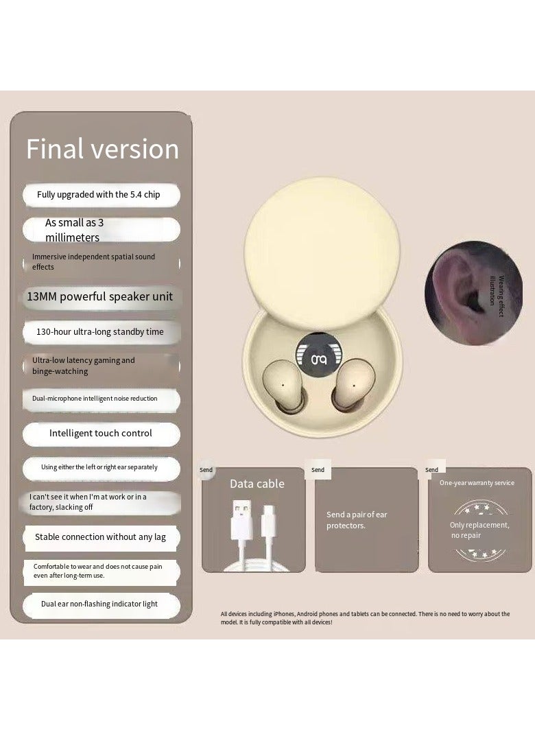 general Male and Female Noise-canceling Ultra-Small Invisible Mini Grain Hidden-type Sleep-in-ear New Model Extremely Small 2025 Bluetooth Headphones - Image 1