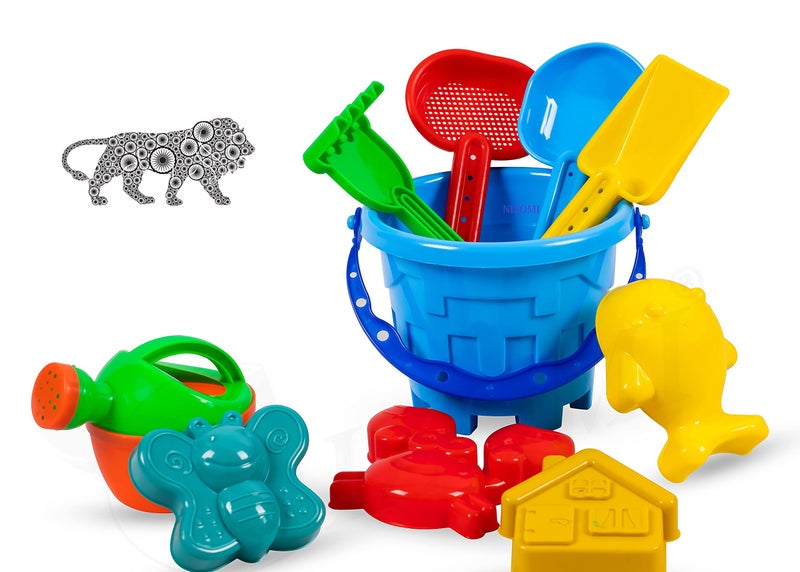 Nizomi Garden Beach Toys Set for Kids Indian Made 10 Pcs Sandpit Bucket Mould Beach Tool Kit, Castle Toys Set Sand Toys for Toddlers Best Birthday Gift (B)(Random Color Send) - Image 1