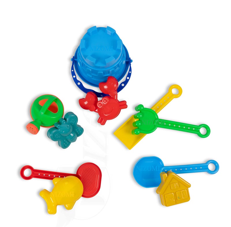 Nizomi Garden Beach Toys Set for Kids Indian Made 10 Pcs Sandpit Bucket Mould Beach Tool Kit, Castle Toys Set Sand Toys for Toddlers Best Birthday Gift (B)(Random Color Send) - Image 3