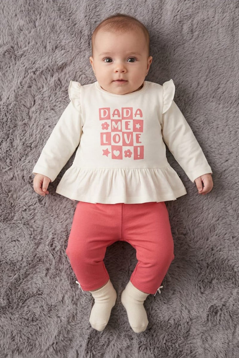 POPEES Toddlers Girl 2 Pcs Graphic Print Top And Pants Set, Multicolor - Image 1