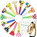 Twavang 12 Pcs Party Blower Colorful Blowouts Noisemakers Birthday Blowouts Whistles for Party FavorsColorful Paper Roll - Image 2