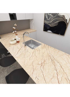 WISDOM 12 X 50In Beige & Cream Marble Wallpaper Peel And Stick Marble Contact Paper For Countertops Vinyl Waterproof Self Adhesive Countertop Contact Paper Marble Wallpaper  - Image 1