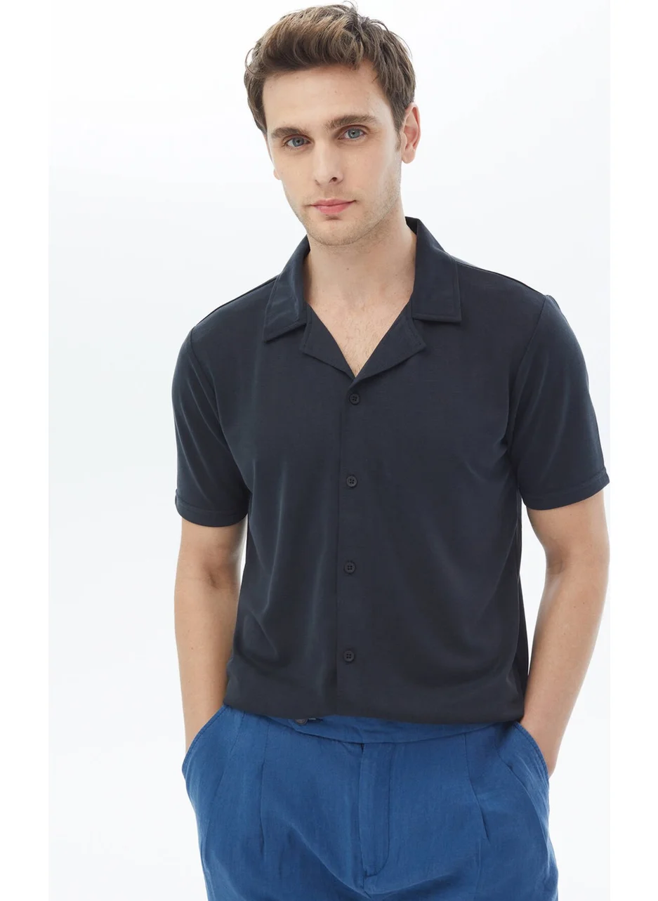 Kip Navy Blue Regular Fit Casual Shirt