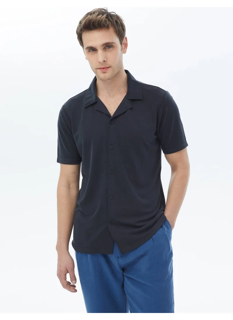 Kip Navy Blue Regular Fit Casual Shirt