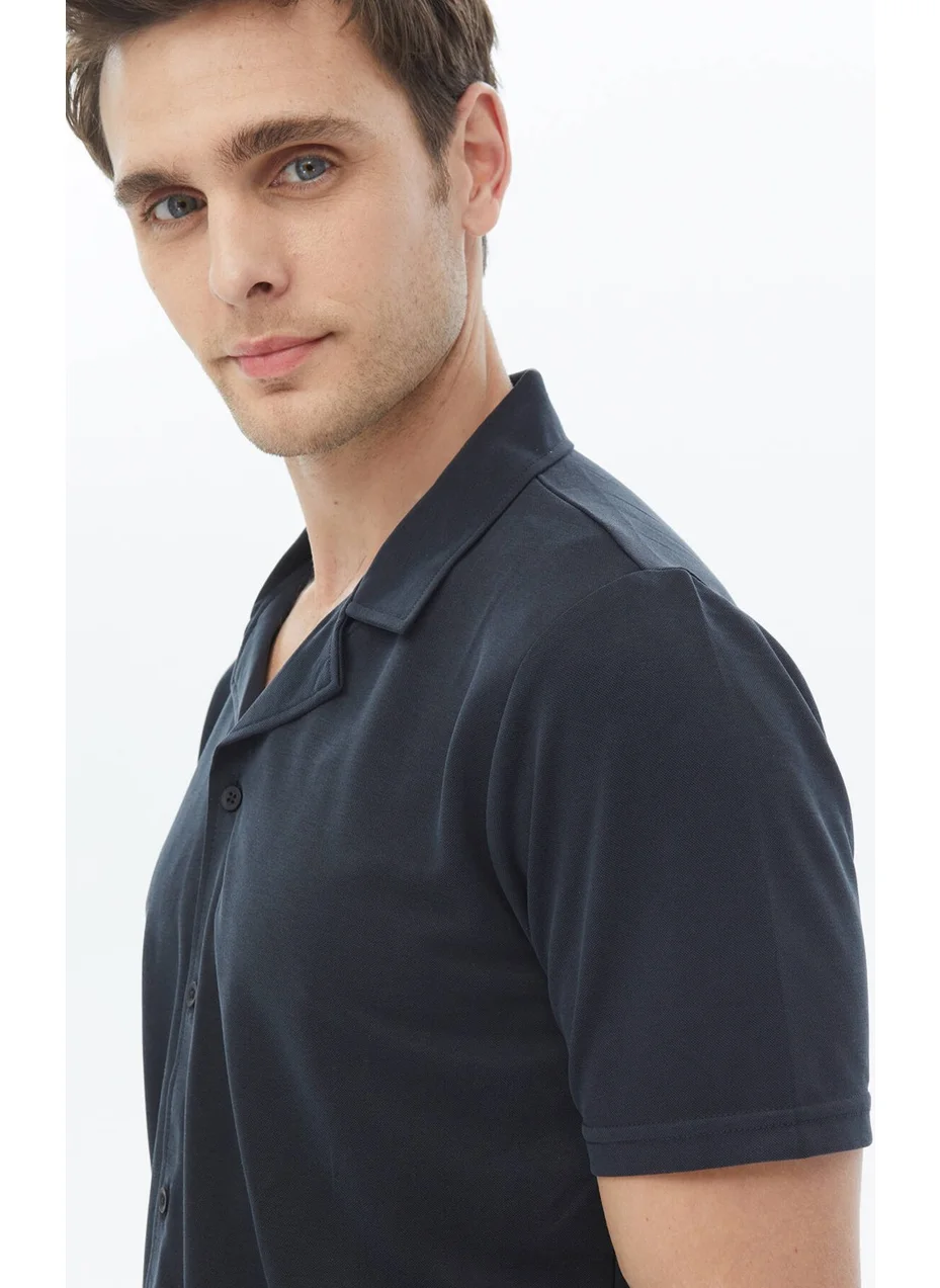 Kip Navy Blue Regular Fit Casual Shirt