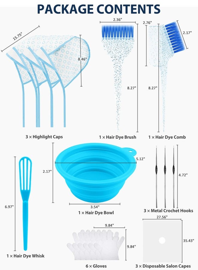 YOOVR 19PCS Hair Bleach Highlighting Kit with Hair Dye Brush and Bowl Set Color Whisk, Highlight Frosting Cap with Hook, Gloves and Capes, Home Use Salon Tools for Hair Bleaching Coloring Dying - Image 2