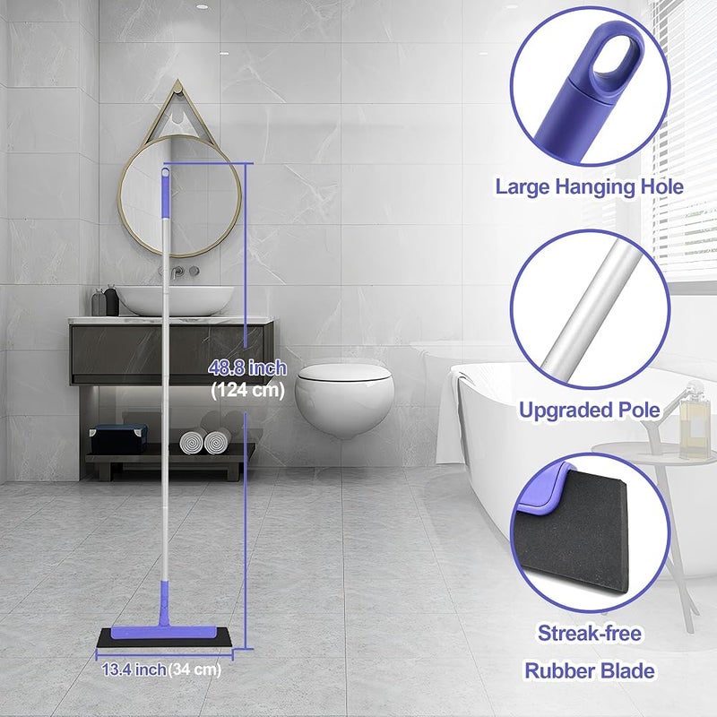 TRENNCHI Floor Squeegee with Long Handle, Wet Room Floor Squeegee Mop with 180° Swivel Head, Lightweight Aluminum Shower Squeegee for Bathroom Floor Window Tile Pet Hair Water Removal - Image 5