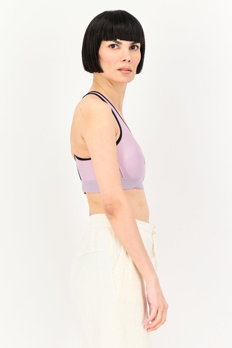 UNDER ARMOUR Women Brand Logo Non Padded Sports Bra, Lavender - Image 2