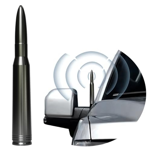 VIGOLU Car Truck Antenna 50Cal Bullet Antenna Replacement Ford F150 F250 F350 Dodge Ram 1500 2500 Jeep Wrangler Toyota Tundra(Metallic Titanium Grey,5.5 in) - Image 3