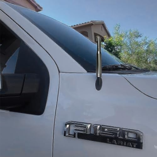 VIGOLU Car Truck Antenna 50Cal Bullet Antenna Replacement Ford F150 F250 F350 Dodge Ram 1500 2500 Jeep Wrangler Toyota Tundra(Metallic Titanium Grey,5.5 in) - Image 2