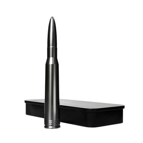 VIGOLU Car Truck Antenna 50Cal Bullet Antenna Replacement Ford F150 F250 F350 Dodge Ram 1500 2500 Jeep Wrangler Toyota Tundra(Metallic Titanium Grey,5.5 in) - Image 1