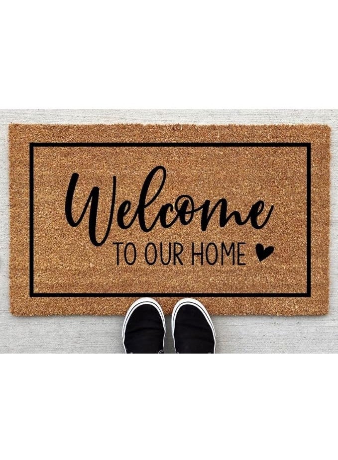 greetfleets Welcome To Our HOME- coir doormat - nonslip heavy duty doormat - funny door mat - brown doormat size 60cm x 40cm - indoor door mat - outdoor sheltered use welcome mat - front door mats - Image 2