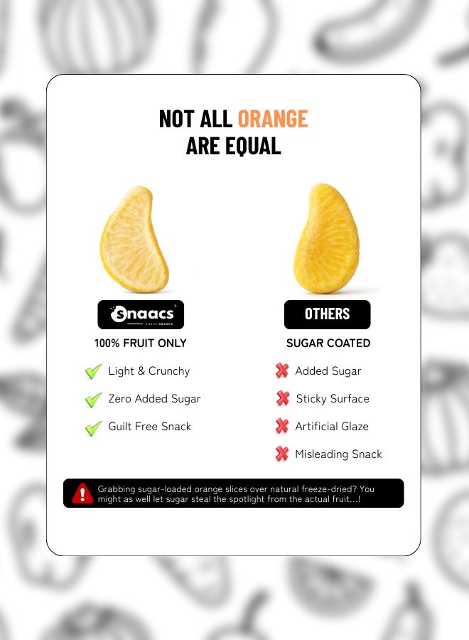SNAACS Freeze-Dried Orange Slices | No Added Sugar | Zesty Sweet-Tart Crunchy Snack (1 oz | 28 g) - Image 2