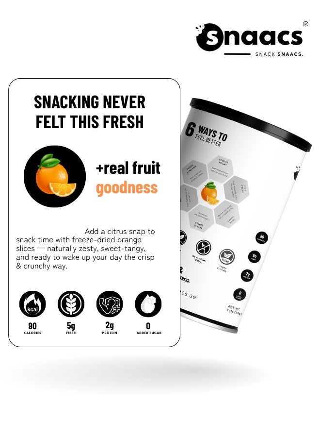 SNAACS Freeze-Dried Orange Slices | No Added Sugar | Zesty Sweet-Tart Crunchy Snack (1 oz | 28 g) - Image 3
