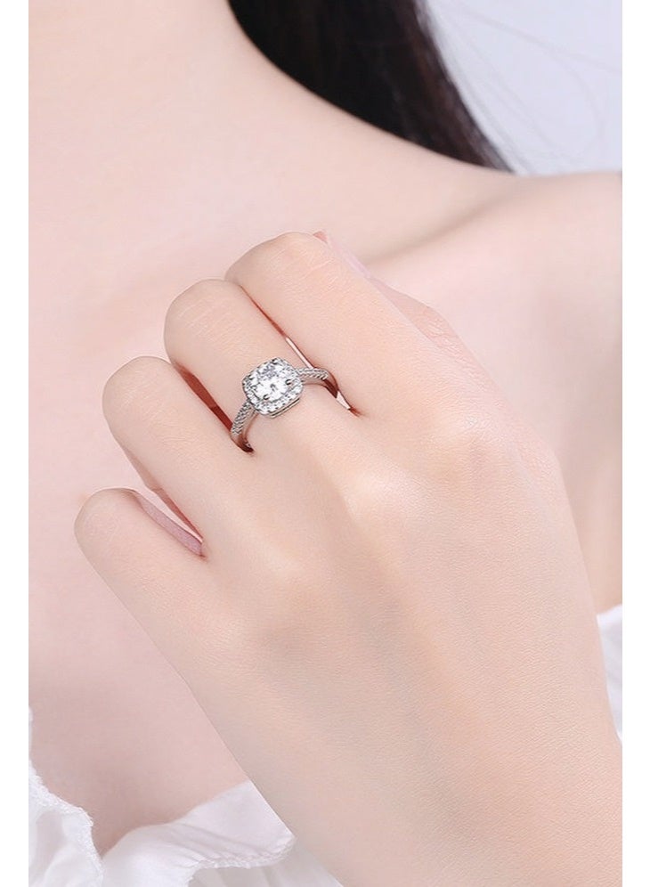 PORSTOO 0.5 / 1 / 2-Carat Adjustable Ring for Women – Princess-Cut Cubic Zirconia Sparkles Like Diamond – Hypoallergenic Open Band Fits Sizes 5–9 – Ideal Gift for Wife, Girlfriend (Silver) - Image 5