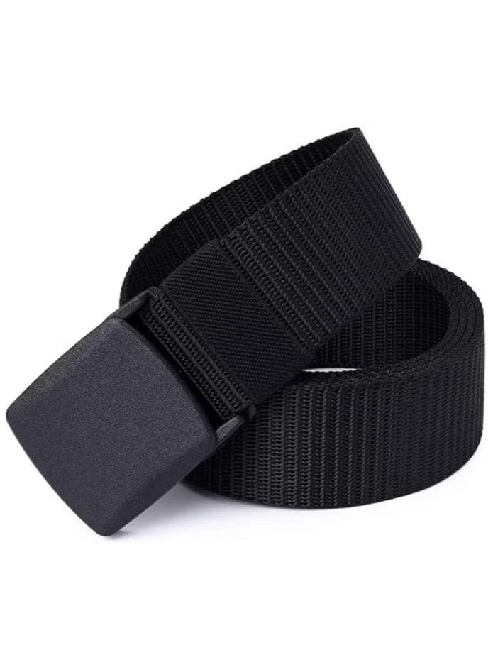 حزام أمان المطارات ® بدون صفير للرجال والنساء - مصنوع من القطن والنايلون، بإبزيم من ألياف غير معدنية - معتمد من إدارة أمن النقل (TSA)، حزام أنيق للسفر والجولف (120 سم) - Image 2