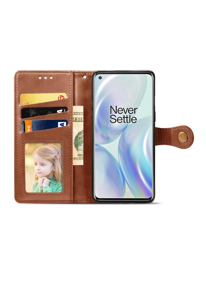 S-TOP Case For OnePlus 8 Retro Solid Color Leather Buckle Phone Case with Lanyard & Photo Frame & Card Slot & Wallet & Stand Function - Image 3