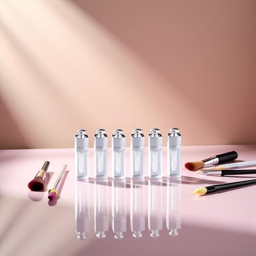 Bwexxt 6Pcs Clear 3ml Empty Lip Gloss Tubes Containers Clear Refillable Lip Balm Bottles Transparent Mini Lipstick Containers,Refillable Lipgloss Making Supplies for DIY Makeup Lip Gloss Makeup - Image 3