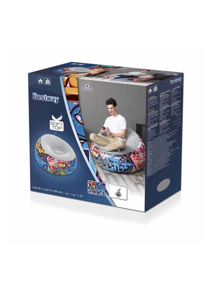 بست واي بيست واي كرسي هوائي قابل للنفخ ذو سطح ناعم جرافيتي متعدد الألوان 112x112x66 سم - Image 1
